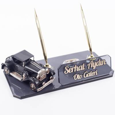 Nostalji Klasik Siyah Otomobil Araba Biblolu Kristal Masa İsimlik Otomobil Masa İsimliği - 1