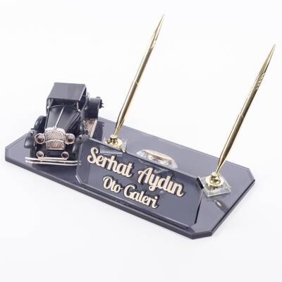 Nostalji Klasik Siyah Otomobil Araba Biblolu Kristal Masa İsimlik Otomobil Masa İsimliği - 3