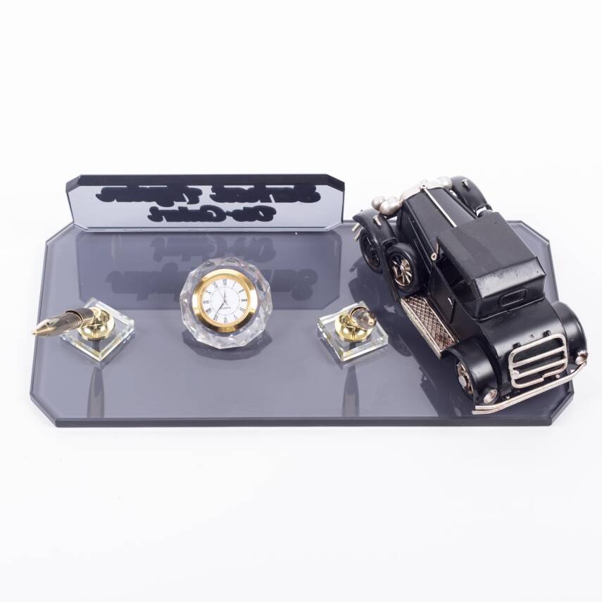 Nostalji Klasik Siyah Otomobil Araba Biblolu Kristal Masa İsimlik Otomobil Masa İsimliği - 4