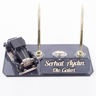 Nostalji Klasik Siyah Otomobil Araba Biblolu Kristal Masa İsimlik Otomobil Masa İsimliği - 2