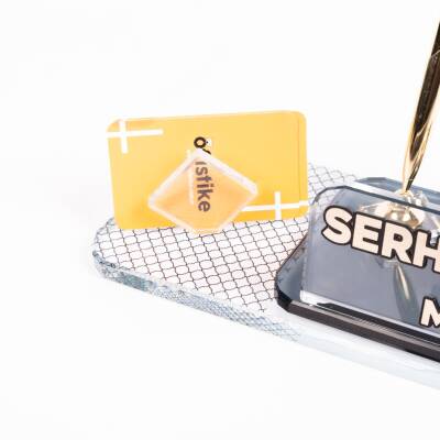 Ofistike Braga Kristal Masa İsimlik Ofis Masa İsimliği Kartlık Ofis Masa üstü Organizer - 4