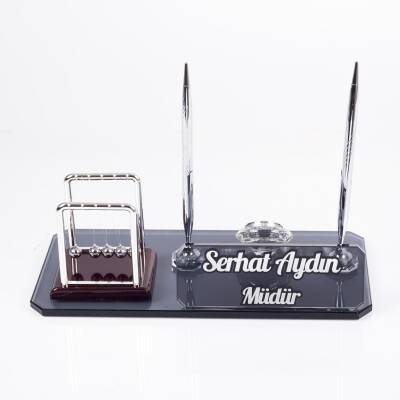 Ofistike Denge Topu Biblolu Kristal Masa İsimlik Denge Topu Biblosu Ofis Masa üstü İsimliği - 3