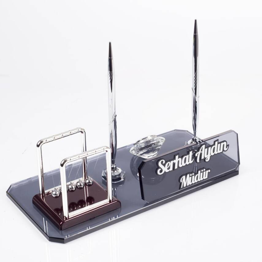 Ofistike Denge Topu Biblolu Kristal Masa İsimlik Denge Topu Biblosu Ofis Masa üstü İsimliği - 1