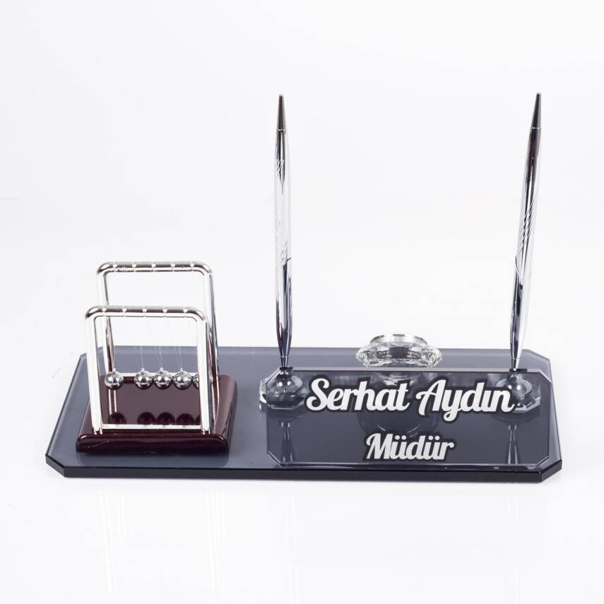 Ofistike Denge Topu Biblolu Kristal Masa İsimlik Denge Topu Biblosu Ofis Masa üstü İsimliği - 3