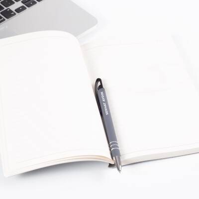 Ofistike İsme Kişiye Özel Gri Renk İsim Baskılı Ajanda Kalem Seti - 2