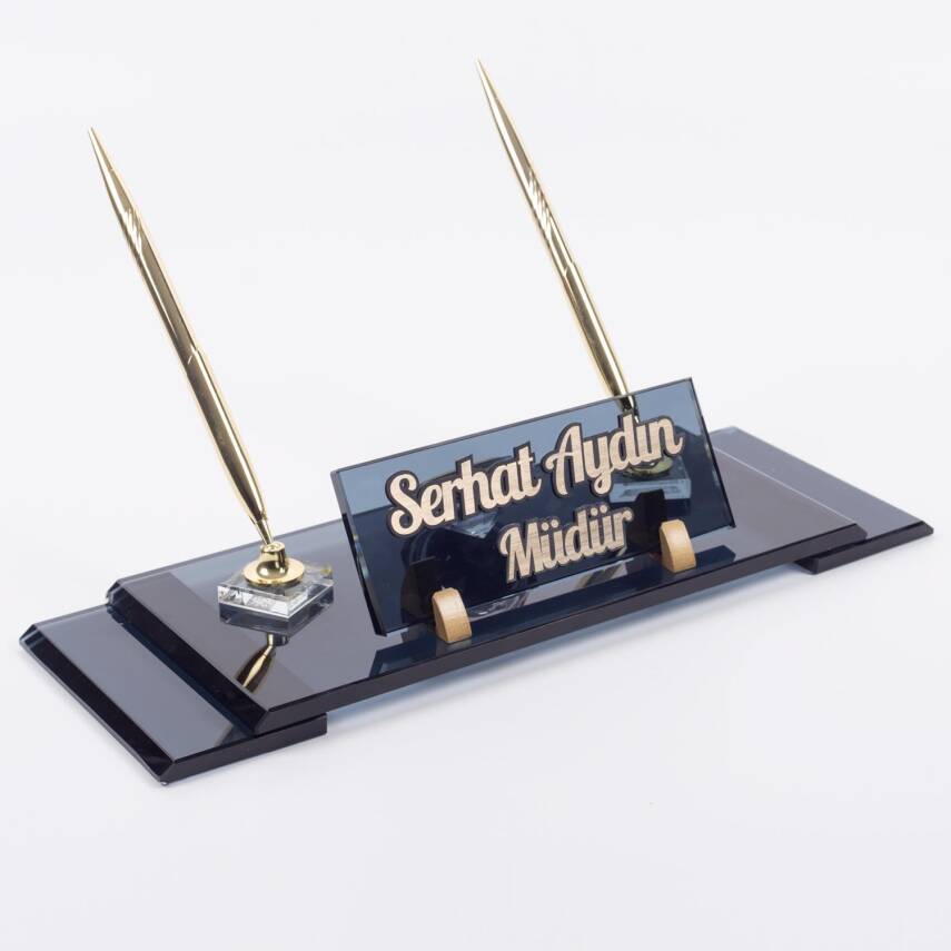 Ofistike Lord Kristal Masa İsimlik Ofis Masa İsimliği Lüks Şık Ofis Makam Hediyesi - 1