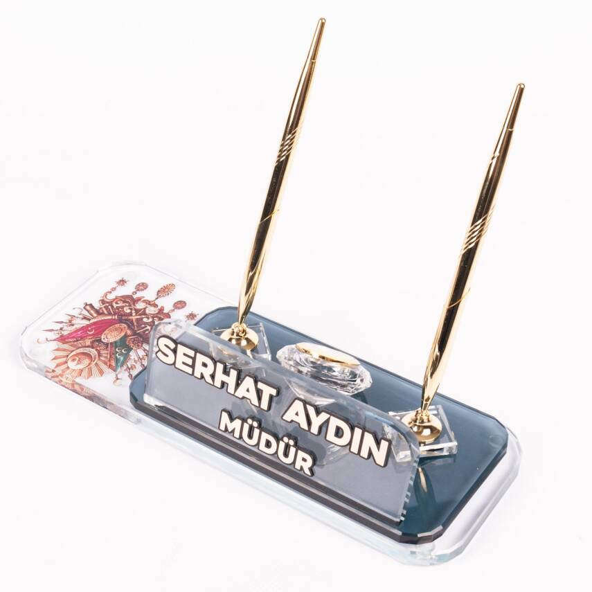 Ofistike Osmanlı Tuğrası Masa İsimliği, Desenli İsimlik - 3