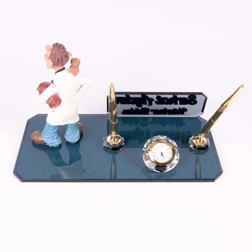 Ofistike Veteriner Hekim Biblolu Kristal Masa İsimlik Veteriner Hediyesi Masa İsimliği - 3