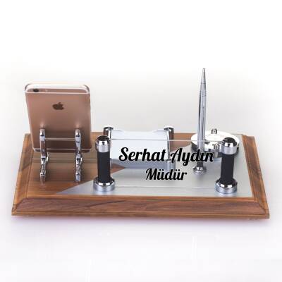 Pisa Masif Kaplama Ahşap Masa İsimliği Ofis Masaüstü İsimlik Seti Ofis Masa üstü Organizer - 4