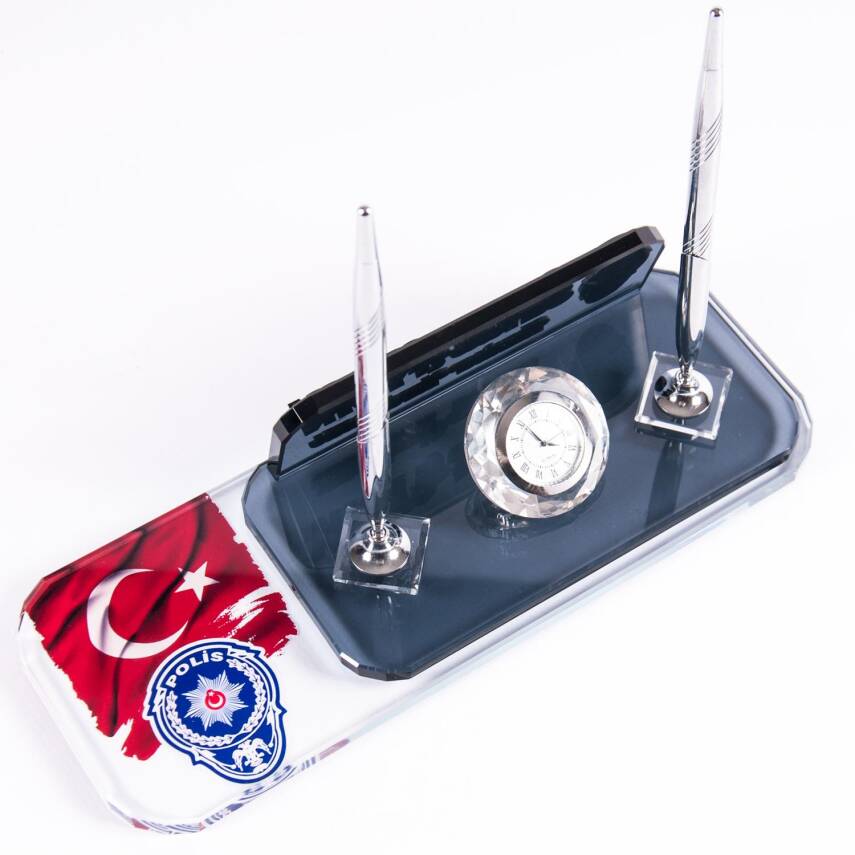Polis Logolu Kristal Masa İsimlik Polislere Özel Ofis Masa İsimliği - 3