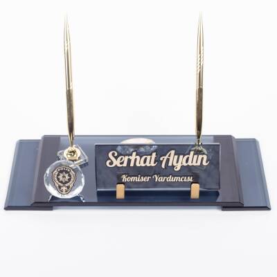 Polislere Özel İsimlik Polis Logolu Elit Masa İsimliği Emniyet Komiser Oda Masa Kalemliği EGM logo - 2