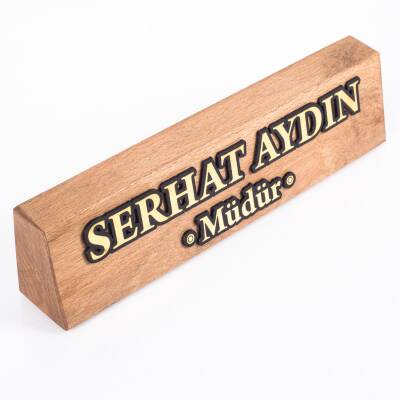 Premium Kayın Masa İsimliği Hediye Masa üstü Organizer Blok İsimlik Masif 3 Parça Ofis Masaüstü Set - 4