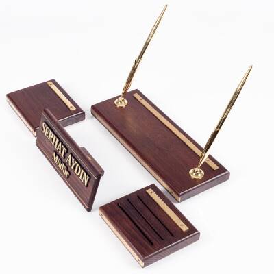 Premium Maun Masa İsimliği Avukat Hakim Savcı Masa üstü İsimlik Pirinç Masif 3 Parça Adalet Heykeli - 3