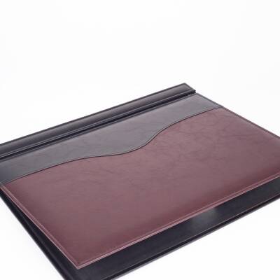 Premium Maun Masa İsimliği Bordo-Siyah Masa Sümeni Telefon Standlı Masa üstü İsimlik Pirinç 4 Parça - 6