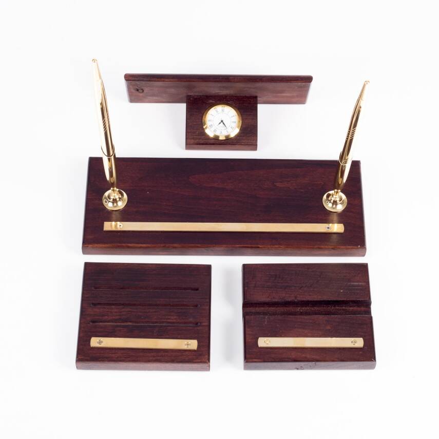 Premium Maun Masa İsimliği Telefon Standlı Masa üstü İsimlik Pirinç Masif 3 Parça İsimlik - 5