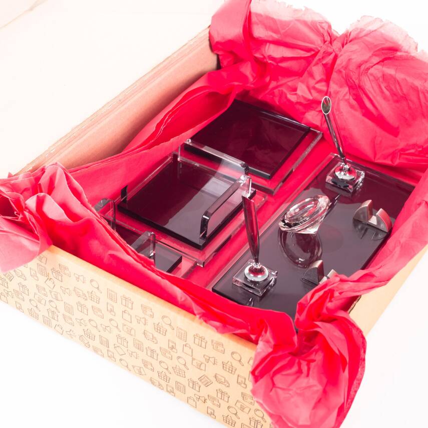 Prime Adalet Biblolu Kristal Masaüstü İsimlik Seti Ofis Hediyesi Masa İsimliği Şık Kalemlik Takımı - 5