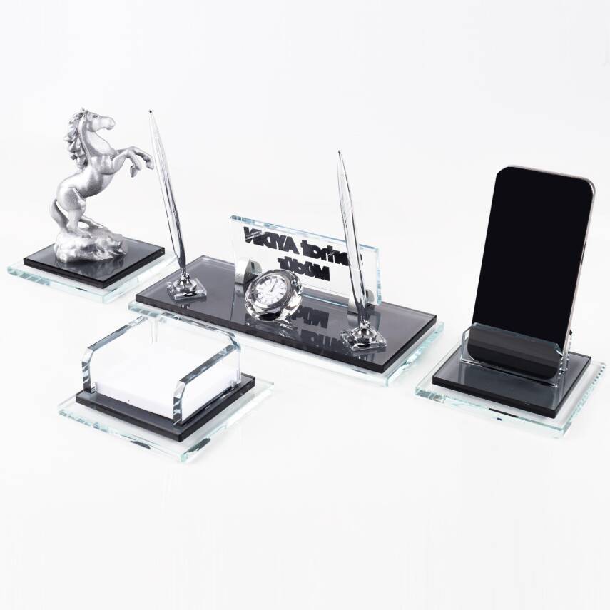 Prime Şahlanan At Biblolu Kristal Masaüstü İsimlik Seti Ofis Hediyesi Masa İsimliği Kalemlik Takımı - 3