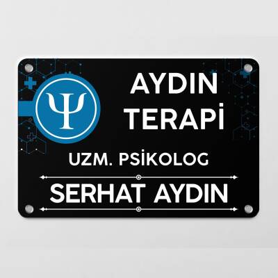 Psikologlara Özel Siyah Kapı Tabela Büro Ofis Mini Giriş Tabelası - Ofistike