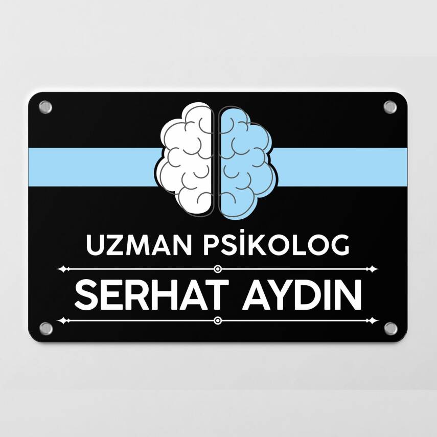 Psikologlara Özel Siyah Kapı Tabela Büro Ofis Mini Giriş Tabelası - 3