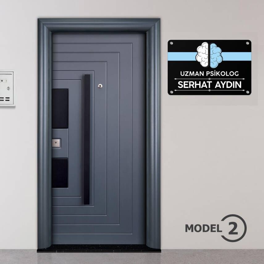 Psikologlara Özel Siyah Kapı Tabela Büro Ofis Mini Giriş Tabelası - 4