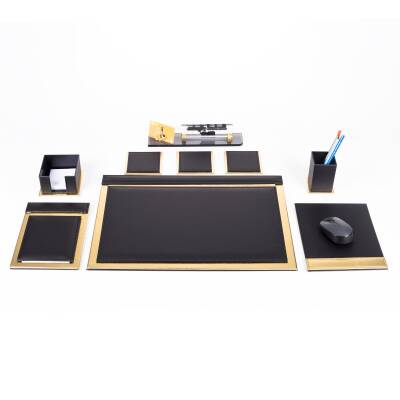 Punto Altın Varak Deri Sümen Takımı Kartvizitlikli Kristal İsimlikli Kabartma Yazılı Sümen Seti - 2