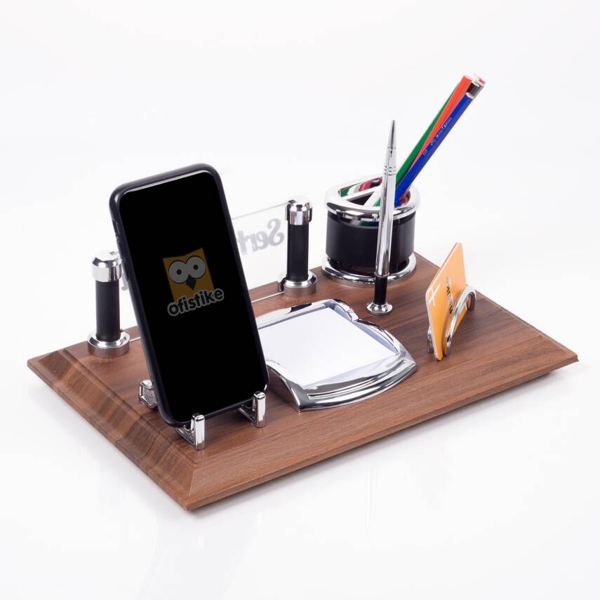 Riko Ahşap Masa İsimliği Ofis Masaüstü İsimlik Seti Ofis Hediye Yeni İş - 4