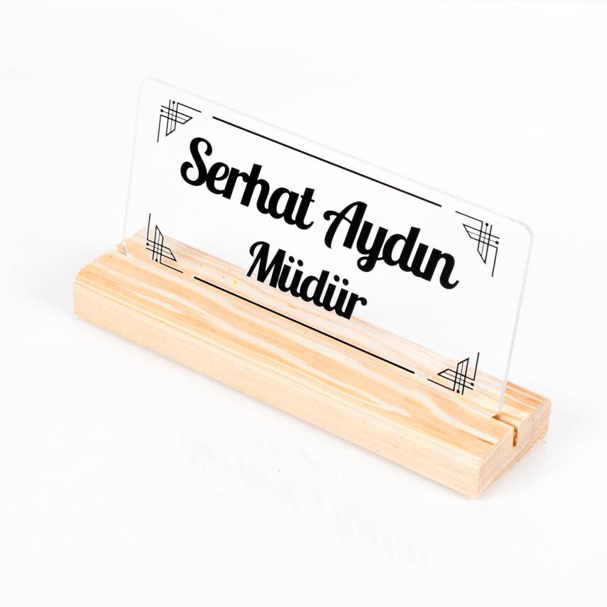 Riva Doğal Ahşap Stand Masa İsimliği Akrilik İsimlik İsme Özel Ekonomik İsimlik - 2