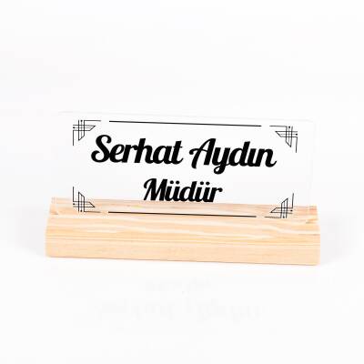 Riva Doğal Ahşap Stand Masa İsimliği Akrilik İsimlik İsme Özel Ekonomik İsimlik - 3