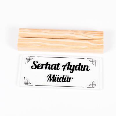 Riva Doğal Ahşap Stand Masa İsimliği Akrilik İsimlik İsme Özel Ekonomik İsimlik - 5
