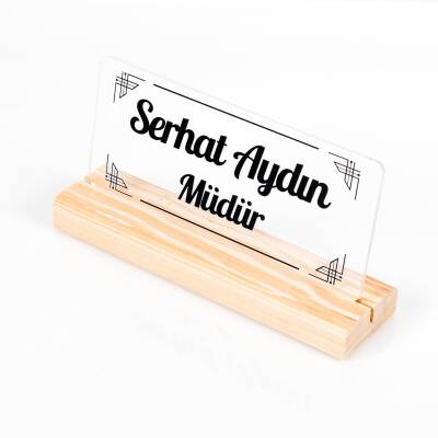 Riva Doğal Ahşap Stand Masa İsimliği Akrilik İsimlik İsme Özel Ekonomik İsimlik - 2