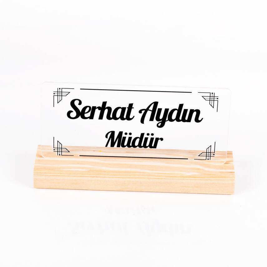 Riva Doğal Ahşap Stand Masa İsimliği Akrilik İsimlik İsme Özel Ekonomik İsimlik - 3