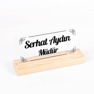 Riva Doğal Ahşap Stand Masa İsimliği Akrilik İsimlik İsme Özel Ekonomik İsimlik 