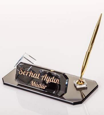 Rodos İsimlik Altın Saatli Kalemli Masaüstü Ofis Masa İsimliği Yeni İş Ofis Masa üstü İsimlik - 2