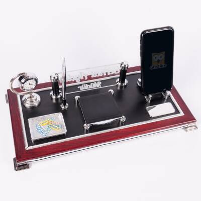 Roma Masa üstü İsimlik Seti Masa İsimliği Yeni İşyeri Ofis Hediye Lüks Masa Organizer Ahşap İsimlik - Ofistike