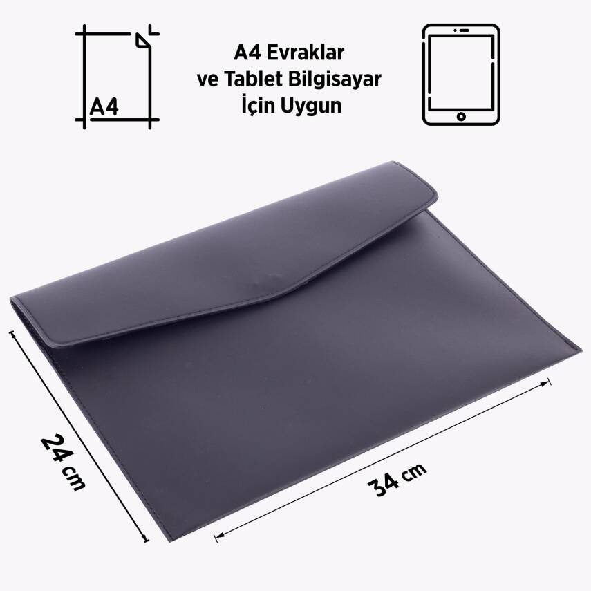 Rosso İsme Özel Siyah Deri İç Bölmeli Dosya Evrak Notebook Tablet Çantası Kadın Kalem Kart Kılıfı - 6