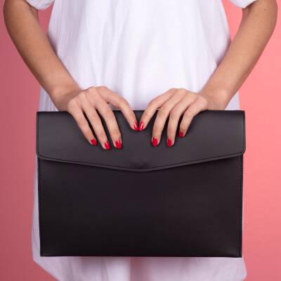 Rosso Siyah Deri İç Bölmeli Dosya Evrak Notebook Tablet Çantası Kadın Kartvizitlik Kalem Kılıfı - 4