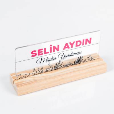 Roza Doğal Ahşap Stand Akrilik Masa İsimliği Anneler Günü Hediyesi Kadınlara Özel İsimlik - Ofistike