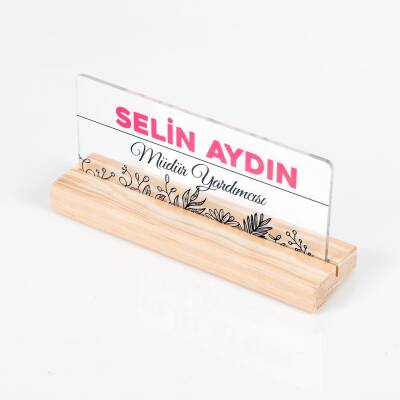 Roza Doğal Ahşap Stand Akrilik Masa İsimliği Anneler Günü Hediyesi Kadınlara Özel İsimlik - 2
