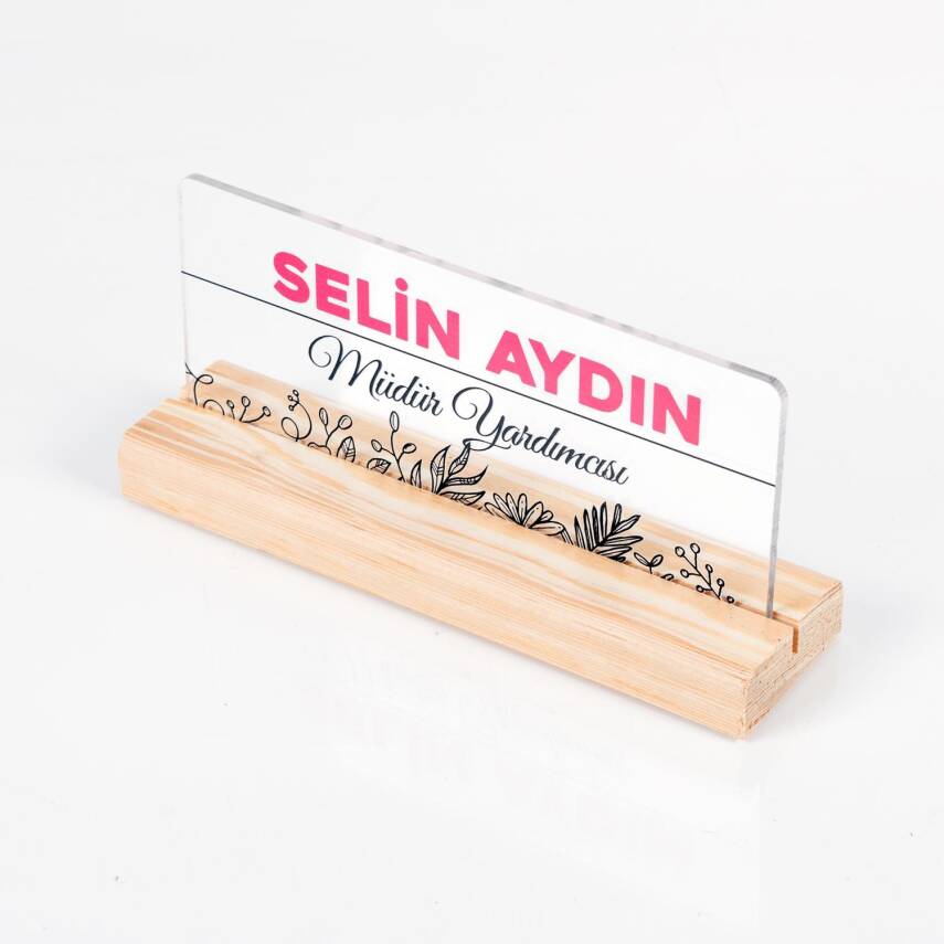 Roza Doğal Ahşap Stand Akrilik Masa İsimliği Anneler Günü Hediyesi Kadınlara Özel İsimlik - 2