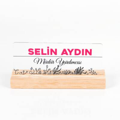 Roza Doğal Ahşap Stand Akrilik Masa İsimliği Anneler Günü Hediyesi Kadınlara Özel İsimlik - 3