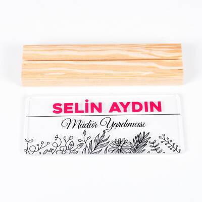 Roza Doğal Ahşap Stand Akrilik Masa İsimliği Anneler Günü Hediyesi Kadınlara Özel İsimlik - 5