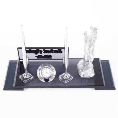 Şaha Kalkmış At Biblolu Gümüş Kristal İsimlik Masa İsimliği Çift Kalemli İsimlik Lüks Ofis Hediyesi - 4