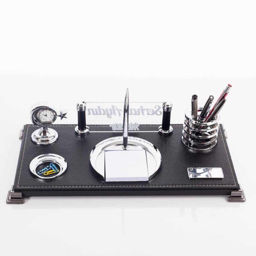 Sancak Ofis Masa Üstü İsimlik Seti İşyeri Hediyesi Masa İsimliği Türk Bayrağı Ay Yıldız Masa Seti - 4