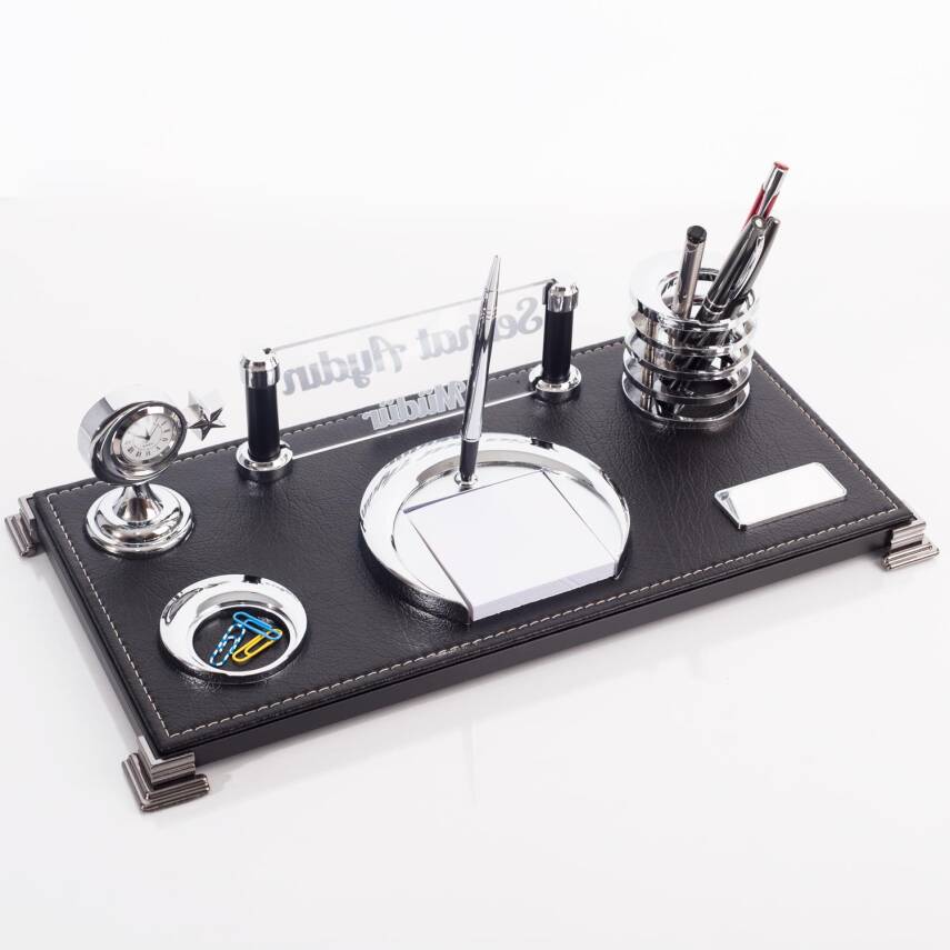 Sancak Ofis Masa Üstü İsimlik Seti İşyeri Hediyesi Masa İsimliği Türk Bayrağı Ay Yıldız Masa Seti - 1