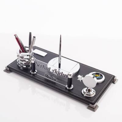 Sancak Ofis Masa Üstü İsimlik Seti İşyeri Hediyesi Masa İsimliği Türk Bayrağı Ay Yıldız Masa Seti - 3