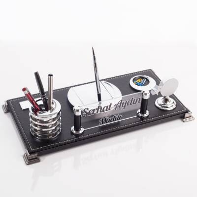 Sancak Ofis Masa Üstü İsimlik Seti İşyeri Hediyesi Masa İsimliği Türk Bayrağı Ay Yıldız Masa Seti - 2