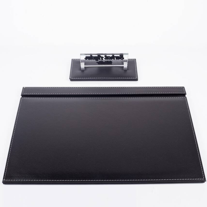 Savona Ofis Deri Tekli Sümen İsimlik Seti Yeni İş Hediyesi Sümen Ekonomik Masa Sümeni Masa İsimliği - 2