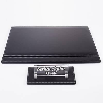 Savona Ofis Deri Tekli Sümen İsimlik Seti Yeni İş Hediyesi Sümen Ekonomik Masa Sümeni Masa İsimliği - 4