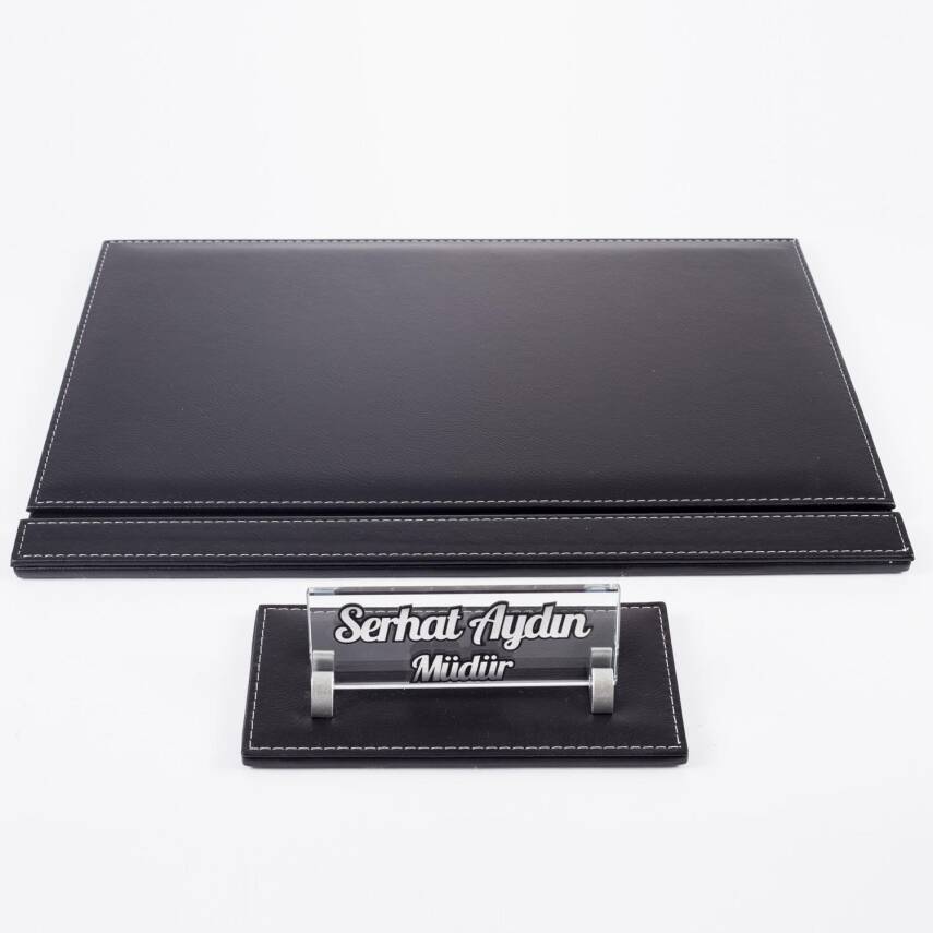 Savona Ofis Deri Tekli Sümen İsimlik Seti Yeni İş Hediyesi Sümen Ekonomik Masa Sümeni Masa İsimliği - 4