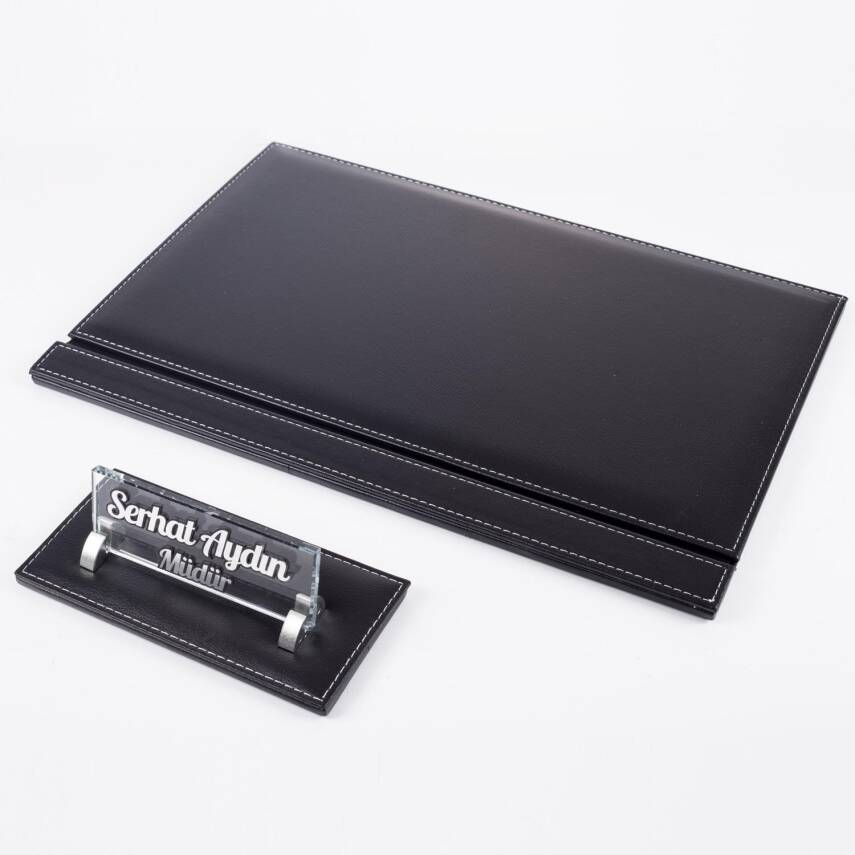 Savona Ofis Deri Tekli Sümen İsimlik Seti Yeni İş Hediyesi Sümen Ekonomik Masa Sümeni Masa İsimliği - 6